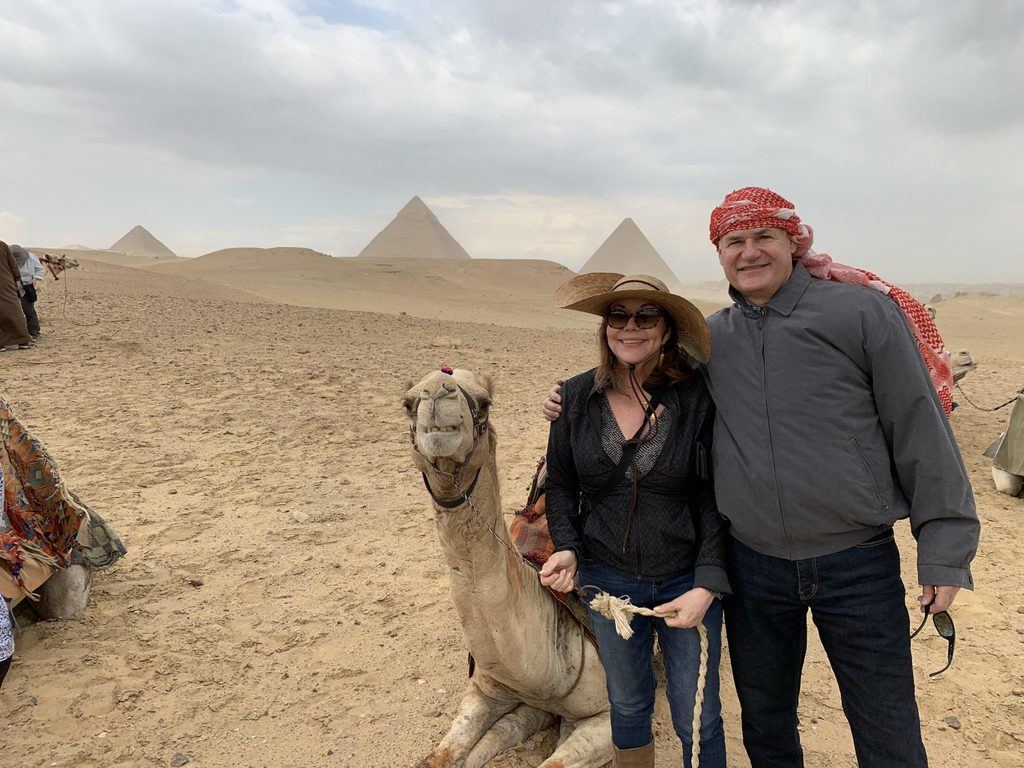 Debra and Richard and camel 2020