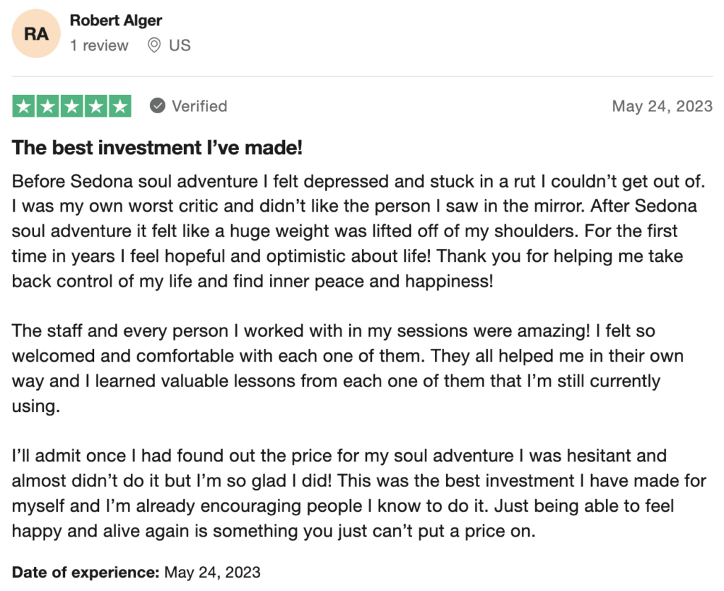 Robert Alger Sedona Soul Adventure Testimonial